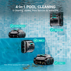 WYBOT C1 Robotic Pool Vacuum for Inground Pools, 4-in-1 Above Ground Cordless Pool Cleaner Lasts 160 Mins Runtime, Smart Navigation, Support App Control, Tech Grey