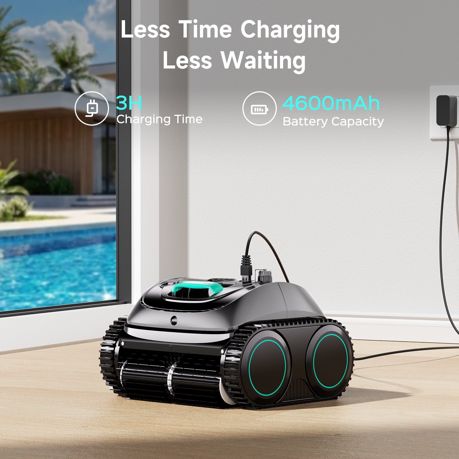 WYBOT C1 Robotic Pool Vacuum for Inground Pools, 4-in-1 Above Ground Cordless Pool Cleaner Lasts 160 Mins Runtime, Smart Navigation, Support App Control, Tech Grey